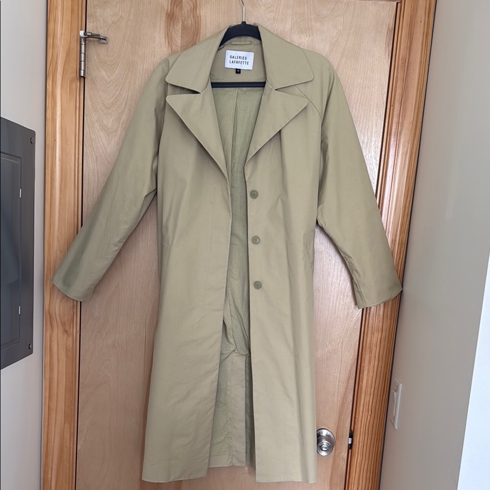 Beige Long Trench Coat with Belt